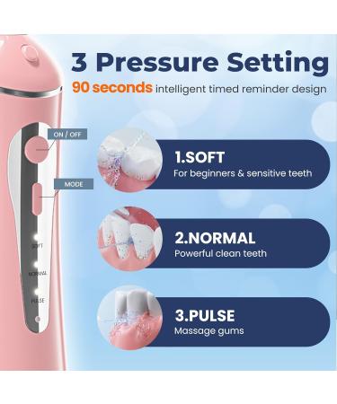 7AM2M Cordless Water Dental Flosser - Rechargeable Portable Teeth Cleaner with 6 Jet Tips & 3 Modes - Rose Pink - Ideal for Travel & Superior Oral Care - Buy Online on GoSupps.com