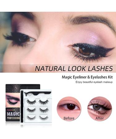 Anohuyho Magic Eyeliner Kit with 3 Pairs of False Eyelashes - Natural Look, 2-in-1 Eyeliner, Rose Gold Tweezers | Lash Extension Supplies - Buy Online on GoSupps.com