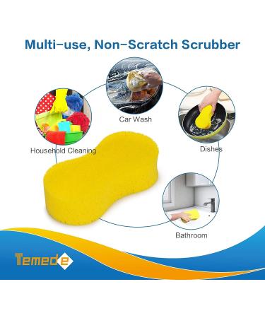 Temede Large Car Wash Sponge Kit - 5 Pack All Purpose Foam Scrubbers for Cleaning Dishes, Tile, Bike, Boat - Easy Grip Sponge for Kitchen, Bathroom & Household - Buy Online on GoSupps.com