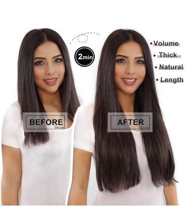 DOCUTE Natural Black Clip in Hair Extensions - 26 Inch Full Head Long Straight Clip Ins for Black Women - Double Weft Thick Hair Classic Pieces - Buy Online on GoSupps.com