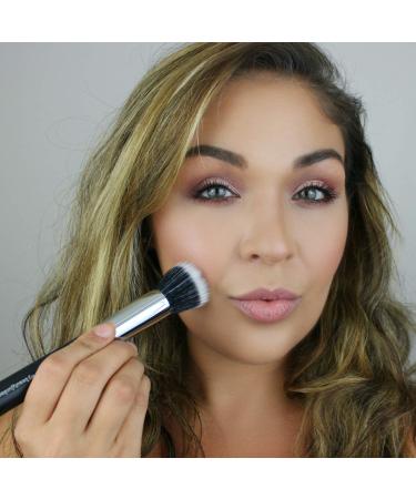 Large Stippling Foundation Makeup Brush - Beauty Junkees Flat Top Duo Fiber Synthetic Stipple Brush for Sheer Flawless Blending of Liquid, Cream, and Powder Cosmetics - Vegan & Cruelty Free - Buy Online on GoSupps.com