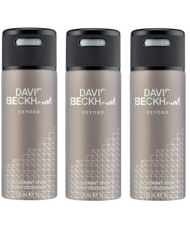 David Beckham Beyond Deodorant Anti-Perspirant Body Spray for Men 150 ml 3 Pack