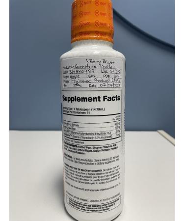 Buy Top Secret Nutrition Fireball L-Carnitine Liquid w/Paradoxine - Berry Blast 16 oz | Premium Fat Burner & Weight Loss Supplement - Buy Online on GoSupps.com
