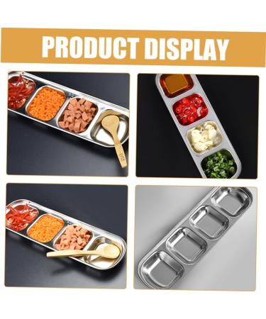Milisten 2pcs Stainless Steel 4 Compartments Korean Style Plate Dipping Sauce Bowl Seasoning Plate Stainless Steel Sauce Plates Sauce Dishes for Dipping Toddler Mini Small Plate - Buy Online on GoSupps.com