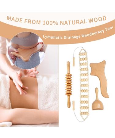 4 in 1 Maderotherapy Wood Massage Set - Anti-Cellulite & Lymphatic Drainage Roller for Relaxation & Stress Relief - Buy Online on GoSupps.com