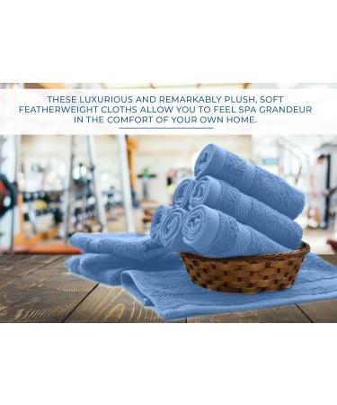 Dan River 100% Cotton Face Towels 12 Pack - Soft & Absorbent Washcloths for Bathroom Spa Gym - Quick Dry 12x12 in 600 GSM - Blue Pack of 12 - Buy Online on GoSupps.com
