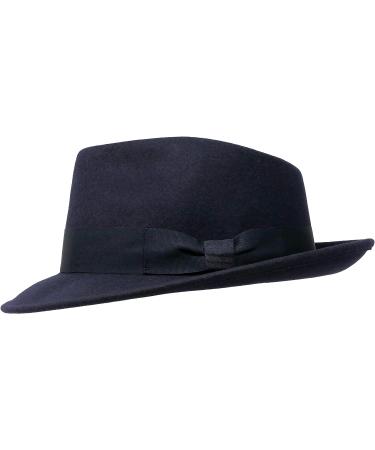 Premium Doyle Teardrop Fedora Hat 100% Wool Felt Crushable Water Resistant Unisex 7 1/4-7 3/8 Navy - Buy Online on GoSupps.com