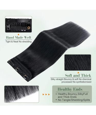 Benehair Clip in Human Hair Extensions Natural Real Hair Clip in 18Inches 50g Hair Extensions Clip In One Piece 5 Clips Human Hair Extension with Clip for Women Jet Black #1 - Buy Online on GoSupps.com