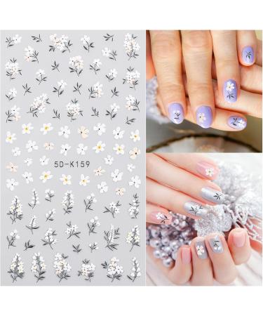 Lusofie Flower Nail Stickers 5D Embossed Nail Art Stickers Colorful Nail Flower Stickers Nail Decals Nail Stickers for Nail Art Self Adhesive Nail Supplies for Women Girls - Buy Online on GoSupps.com