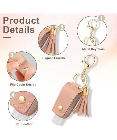 Mozeat Lens Hand Sanitizer Keychain - 2 Pcs Portable Leather Holder Leakproof Empty Bottles in Black & Pink - Perfect for Travel and Hygiene - Buy Online on GoSupps.com