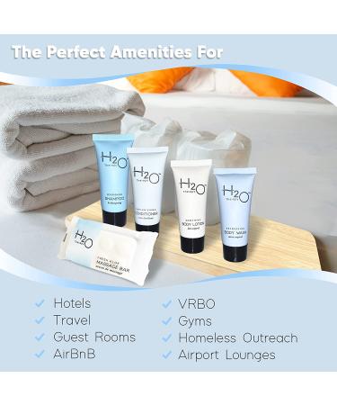 H2O Therapy Hotel Soaps & Toiletries Bulk Set | All-In-One Kit for Hotels & Airbnb | 300 Pieces .85oz Shampoo, Conditioner, Body Wash, Lotion, 1oz Bar Soap - Buy Online on GoSupps.com