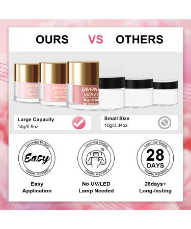 Lavender Violets 14g x 6 Colors Dip Powder French Nail Art - Nude Pink Coffee Grey Black Manicure Dipping Powder - Large Capacity DIY Salon Design - Buy Online on GoSupps.com