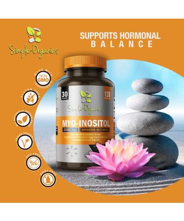 Simple-Organics Myo Inositol Supplement with D-Chiro Inositol 40:1 Ratio - Hormone Balance & Ovarian Support - 2050mg - 120 Vegan Capsules - Buy Online on GoSupps.com