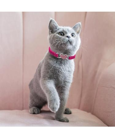 Shop Cobee Bling Heart Cat Neck Band with Bell | Adjustable Rhinestone Collar for Small Cats & Dogs (Rose Red) - International Shipping Available - Buy Online on GoSupps.com
