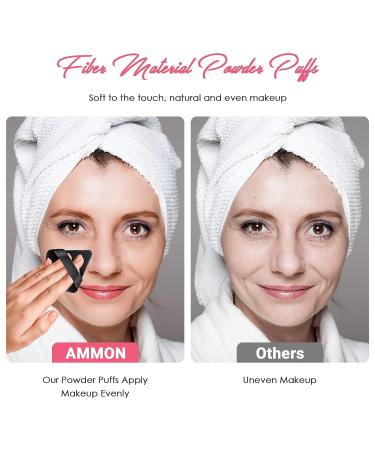 AMMON 12 Pcs Black Powder Puff Set - Soft Velour Makeup Sponge Puffs for Loose Mineral Powder, Cosmetic Body Contouring Tools - Buy Online on GoSupps.com