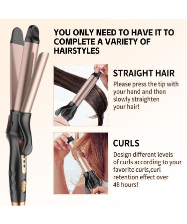 2 in 1 Curling Iron & Straightener - Ceramic Ionic Hair Curler with Adjustable Temperature - Travel Mat Included - Buy Online on GoSupps.com