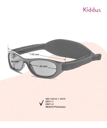 Kiddus Baby Sunglasses for Newborn Boys Girls Toddler | UV400 Coating, 100% UV Protection | Soft Adjustable Band | Ages 0 months - 2 years - Buy Online on GoSupps.com