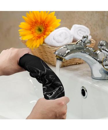 Black German Shepherd Face Towel 28.7x13.8 - Super Absorbent Fiber Hand Towel - Buy Online on GoSupps.com