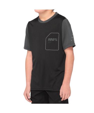 100% Ridecamp short sleeve jersey youth black/grey children's size L | 152-164 2022 cycling jersey short sleeve