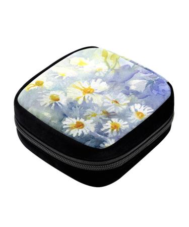 GIAPB Period Bag Sanitary Napkin Storage Bag Pad Holder for Period Makeup Pouch Watercolor White Camomile Color3947