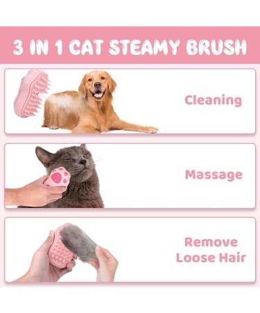 3 In 1 Cat Steamy Brush Upgraded Multifunctional Pet Steamy Brush Cat Paw Shape Electric Steamer Spray Massage Brush Self Cleaning Steam Cat Brush for Removing Tangled and Loose Hair - Buy Online on GoSupps.com