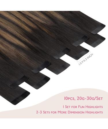 Salife Tape Extensions | Real Hair Balayage Natural Black to Chestnut Brown | 10 Pcs 60cm 30g Invisible Hair Extensions - Buy Online on GoSupps.com