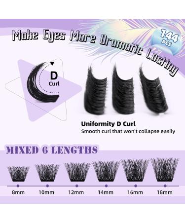 Lash Extension Kit F01 - 144 PCS Ultralight Eyelash Clusters & Tools | DIY Ultra-Soft False Eyelashes 8-18mm - Buy Online on GoSupps.com