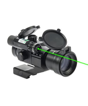 Hiram 1X30 4 MOA Green Red Dot Sight for Rifles with Green Laser, Picatinny Cantilever PEPR Mount