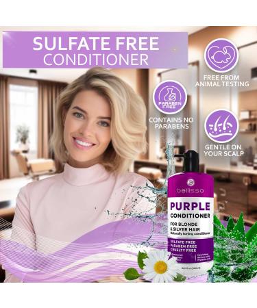 Purple Conditioner for Blonde Hair - Sulfate & Paraben Free Toner - Eliminate Brassy Tones for Color Treated Bleached Silver White & Gray Hair - Unisex Care - Buy Online on GoSupps.com
