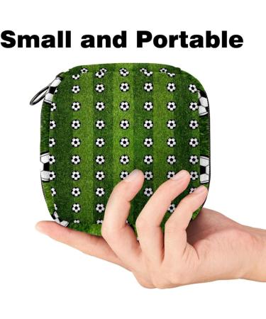 Menstruation Pad Bag with Zipper - Women's Tampon & Napkin Storage Bag (Football with Grass Field) Color 7 | Shop Stylish & Functional Bags for Women & Girls - Buy Online on GoSupps.com