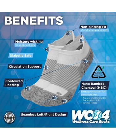 OrthoSleeve Diabetic & Neuropathy Non-Binding Wellness Socks - WC4 | Improves Circulation | Helps with Edema | 3 Pairs, White Crew, Size Medium - Buy Online on GoSupps.com