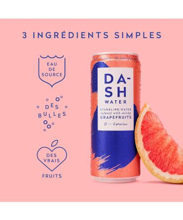 DASH Water Mix Pack - 16x Flavored Sparkling Waters (4X Peach 4X Lime 4X Raspberry 4X Grapefruit) Without Sugar No Sweetener - Buy Online on GoSupps.com