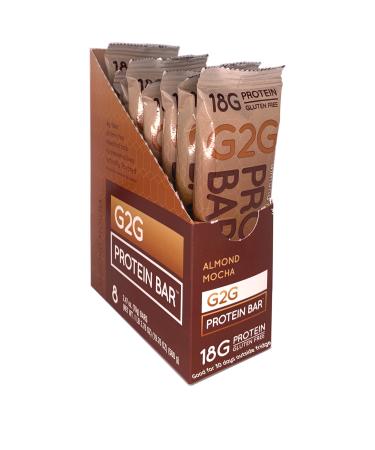 G2G Protein Bar, Almond Mocha, Real Food Ingredients, Refrigerated for Freshness, Healthy Snack, Delicious Meal Replacement, Gluten-Free, 8 Count (Pack of 8)