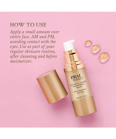 PRAI Beauty 24K Gold Caviar Wrinkle Repair Serum | Anti-Aging & Hydrating Face Serum with Hyaluronic Acid & Vitamin C | 3.4 oz for Brighter Firmer Skin - Buy Online on GoSupps.com