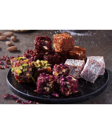 Authentic Turkish Delight with Gift Box- Luxury Exotic Flavours Handcrafted in Turkey Vegan & Gluten-Free - No Artificial Colorant -Special Mixed Turkish Delight with White Tin Box 635g - Buy Online on GoSupps.com