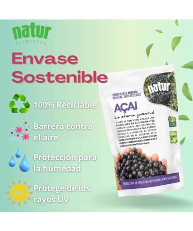  natur alimentos Natur Organic Freeze-Dried Acai Powder 100g Superfood rich in antioxidants vitamins and minerals Berry Powder Suitable for vegans Strengthens your immune system Provides a dose - Buy Online on GoSupps.com