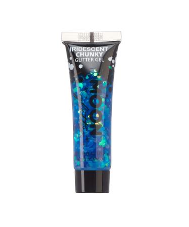 Iridescent Chunky Face & Body Glitter Gel by Moon Glitter - Blue - Cosmetic Festival Glitter Face Paint for Face Body Hair Nails - 12ml - Buy Online on GoSupps.com