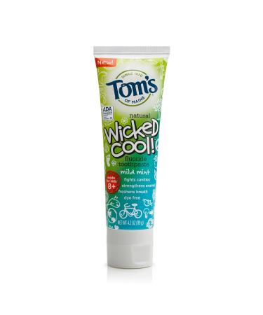 Tom's of Maine Natural Wicked Cool! Fluoride Toothpaste  Mild Mint  4.2 Ounce