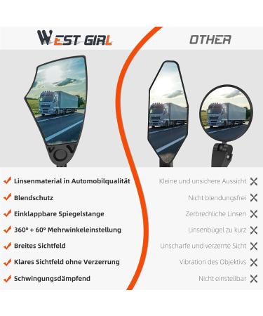 Buy Foldable Bicycle Mirror for E-Bike 360 Adjustable Retractable Handlebar Mount Glare Protection Fits 20-23mm | MTB Left Side - Buy Online on GoSupps.com