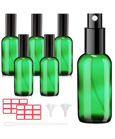 Phomanttonary 6 pieces 30ml green glass spray bottle refillable atomizable atomizer for essential oils cleaning cosmetics and aromatherapy portable small spray bottles for household and gifts
