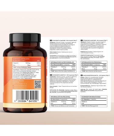 Vitamine C 1000mg + Zinc 15mg | 400 Comprim s V g tarien (1+ An) | pour Fatigue Syst me Immunitaire & Peau (EFSA) | Vit C Acide Ascorbique avec Zinc Complement Alimentaire | Alpha Foods - Buy Online on GoSupps.com