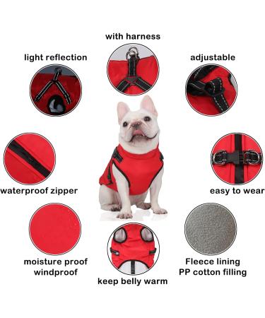 Luowan Waterproof Dog Coat for French Bulldogs - Warm XS Blue Jacket & Dog Dishes - Various Sizes Available - Buy Online on GoSupps.com