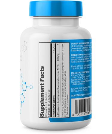 ATP Capsules - Boost Energy & Endurance - 120 Capsules of Adenosine Triphosphate Disodium - 400mg per Serving - International Shipping Available - Buy Online on GoSupps.com