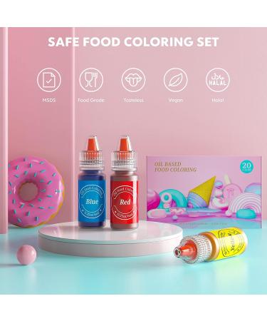 Nomeca 20-Piece Oil Based Food Coloring Set for Valentine's Day Cake Decorating - Food Grade Edible Dye for Chocolate, Candy Melts, Cookies, Fondant - 0.25 Fl. Oz Bottles - Buy Online on GoSupps.com