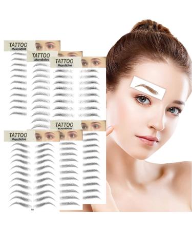 Mondialos 6 Sheets 4D Hair-Like Authentic Eyebrows  Waterproof and Long Lasting Eyebrow Tattoo Stickers  Transfers Grooming Shaping Sticker for Women  3 Styles 66 Pairs Temporary Tattoos