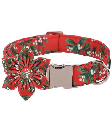 ARING PET Pet Dog Halis Band Hallband with flower cotton adjustable red dog collars with metal buckle for small medium-sized boys and girls Dogs XL B: red