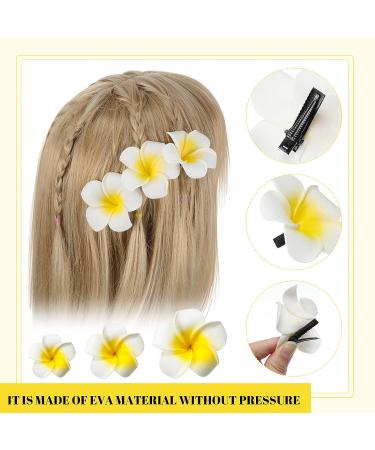 Crowye 100 Pieces Mixed Size Artificial Plumeria Flower Hair Clips - White Foam Hawaiian Frangipani for Women, Girls - Luau, Beach Party Wedding Accessories - Buy Online on GoSupps.com