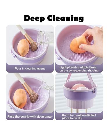 3 in 1 Makeup Brush Cleaner Mat & Bowl | Silicone Brush Drying Holder & Organizer - Ultimate Cleaning Tool for Cosmetics - Buy Online on GoSupps.com