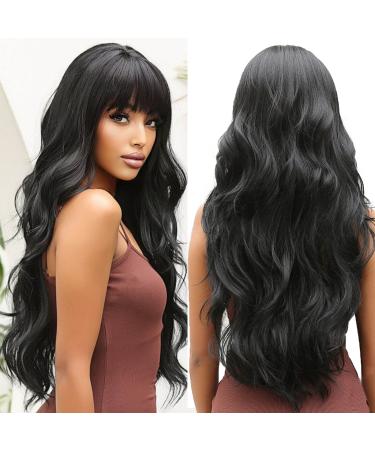 Oefei long corrugated brack wigs for women natural synthetic hair heat-resistant wigs for daily party cosplay wear-28 inch black b - Buy Online on GoSupps.com