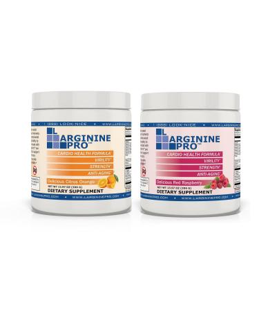 L-ARGININE PRO 2-Pack Orange and Raspberry & Great Tasting | Blood Flow | Pre-Workout Drink | Increased Energy | Vitamins C B6 B12 K & More